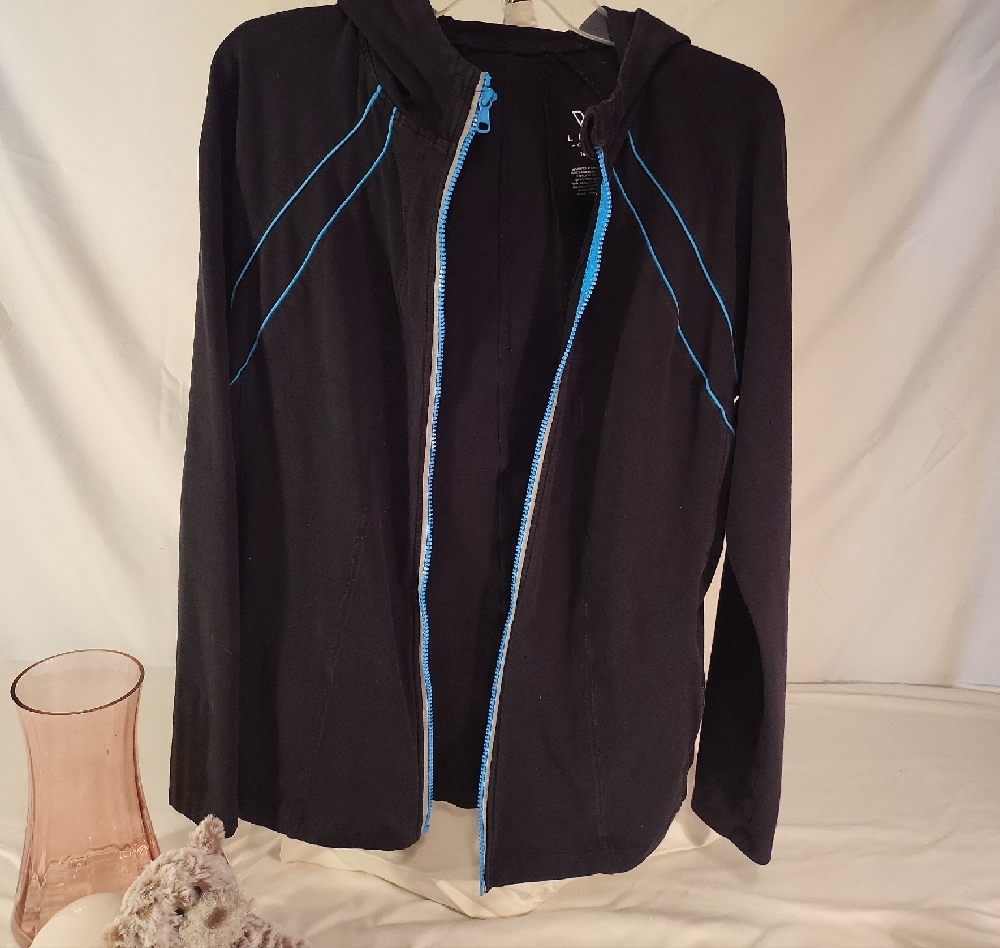 Black Hoodie with Blue Accents #0158